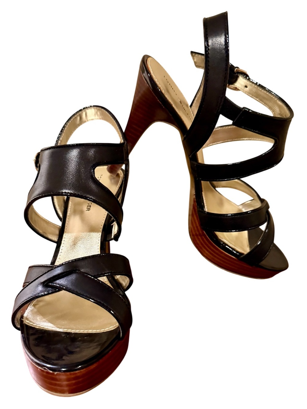 Tommy Hilfiger Women's Black Strappy Platform Sandals size 7.5